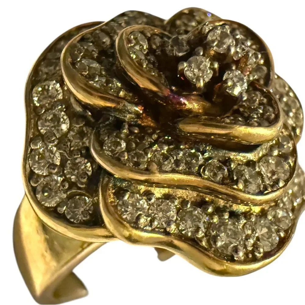 STATEMENT ROSE RING SWAROVSKI STYLE – SIZE 9 💎 - Picture 10 of 15